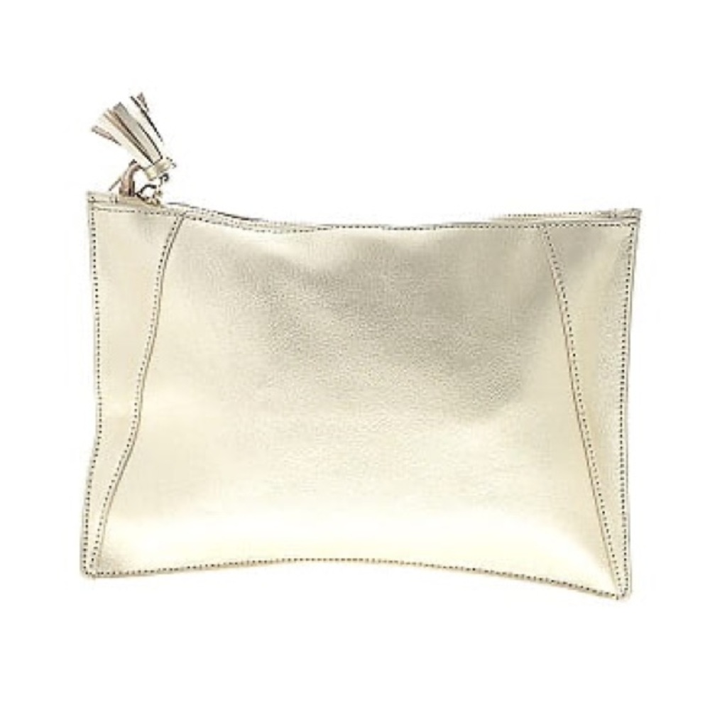 NEELY & CHLOE Elegant Gold Leather Flat Clutch